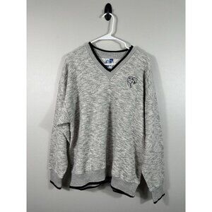 Art Unlimited Sweater‎ shirt Mens Large Gray Aztec Nub Wolf Sweatshirt V Neck